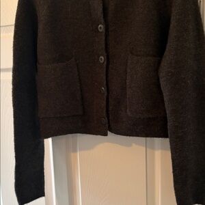 Zara Charcoal Button-Front Knit Jacket